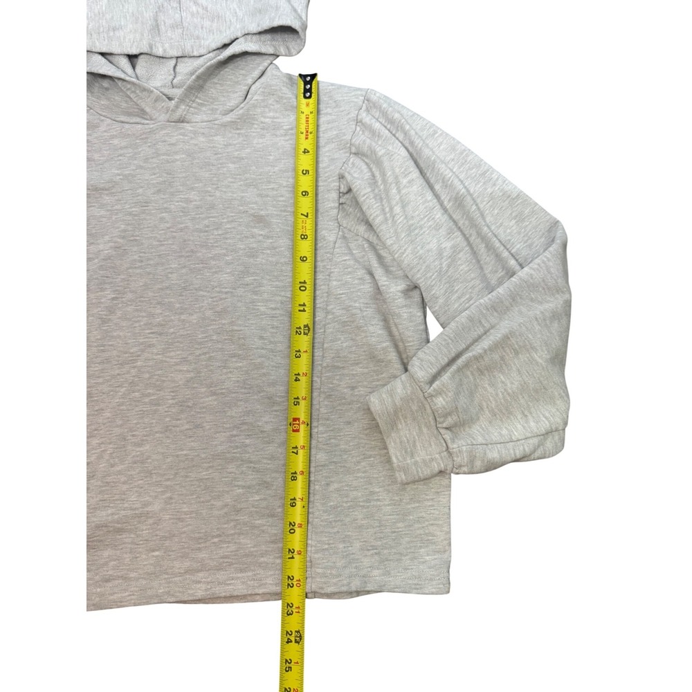 Wonderly Womens XL Heather Gray‎ Puff Sleeve Hooded Pullover Sweatshirt Relaxed - Picture 6 of 6